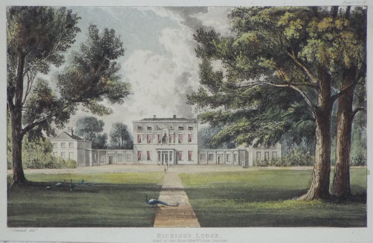 Aquatint - Riching's Lodge, Seat of the Right Honble Joun Sulivan